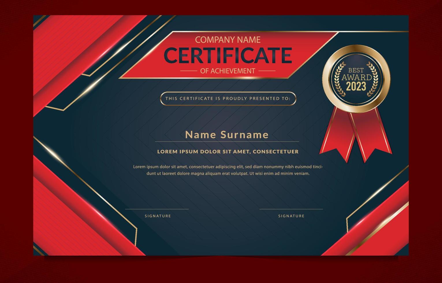 Black Red And Gold Professional Certificate vector