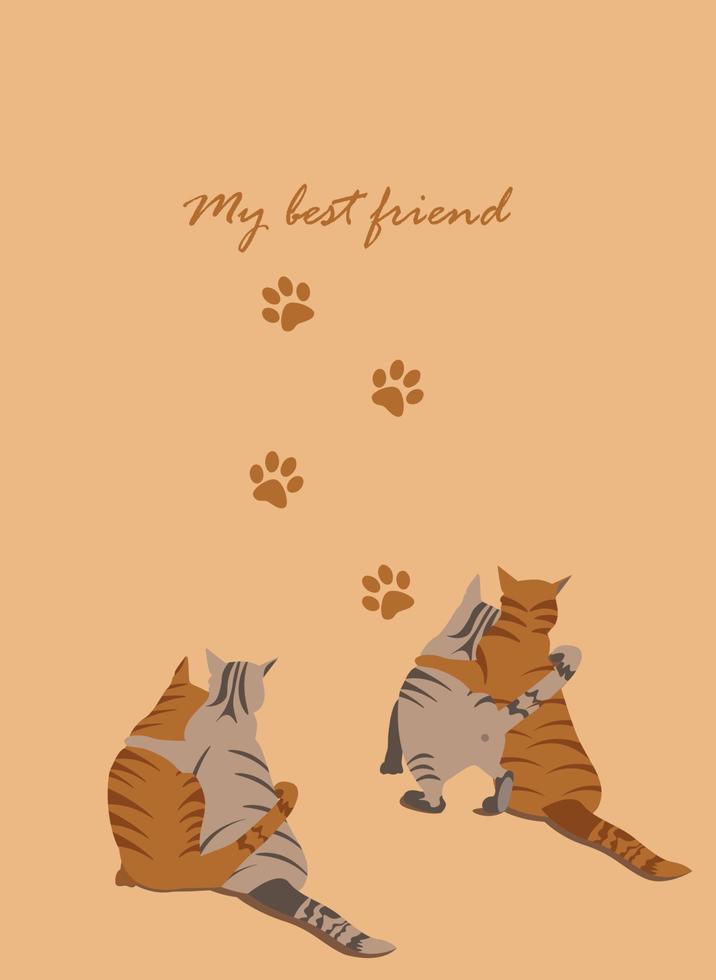 Illustration of friendship of two cats is my best friend vector