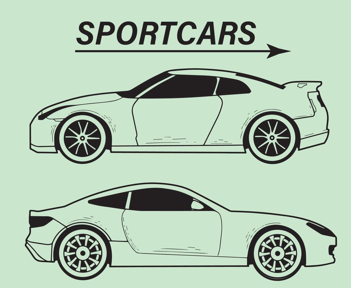 colección el lado del boceto del súper auto aislado parte 4 vector