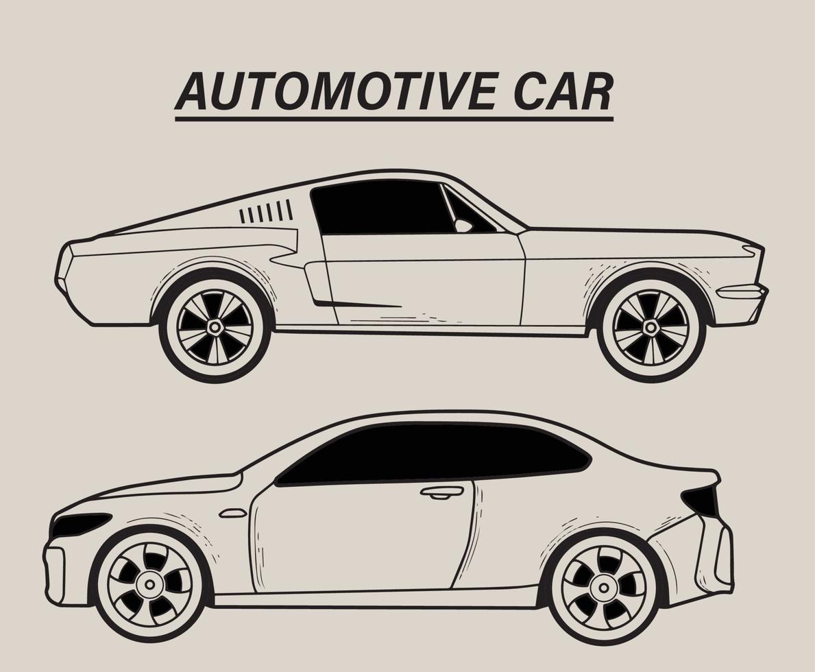 Collection the side of the Super Car Sketch Isolated part 5 vector