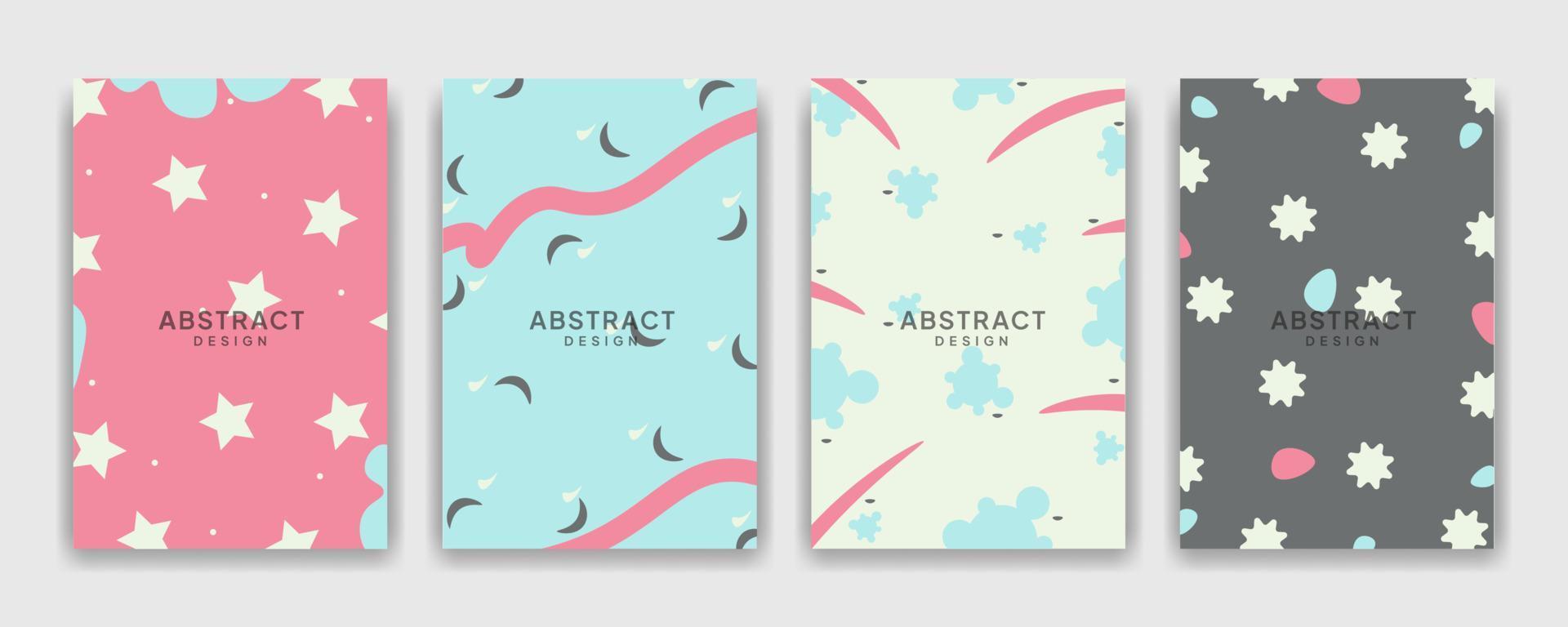 Abstract minimalist cover set, modern vector illustration for kids wear, fabric, cover page, birthday card.