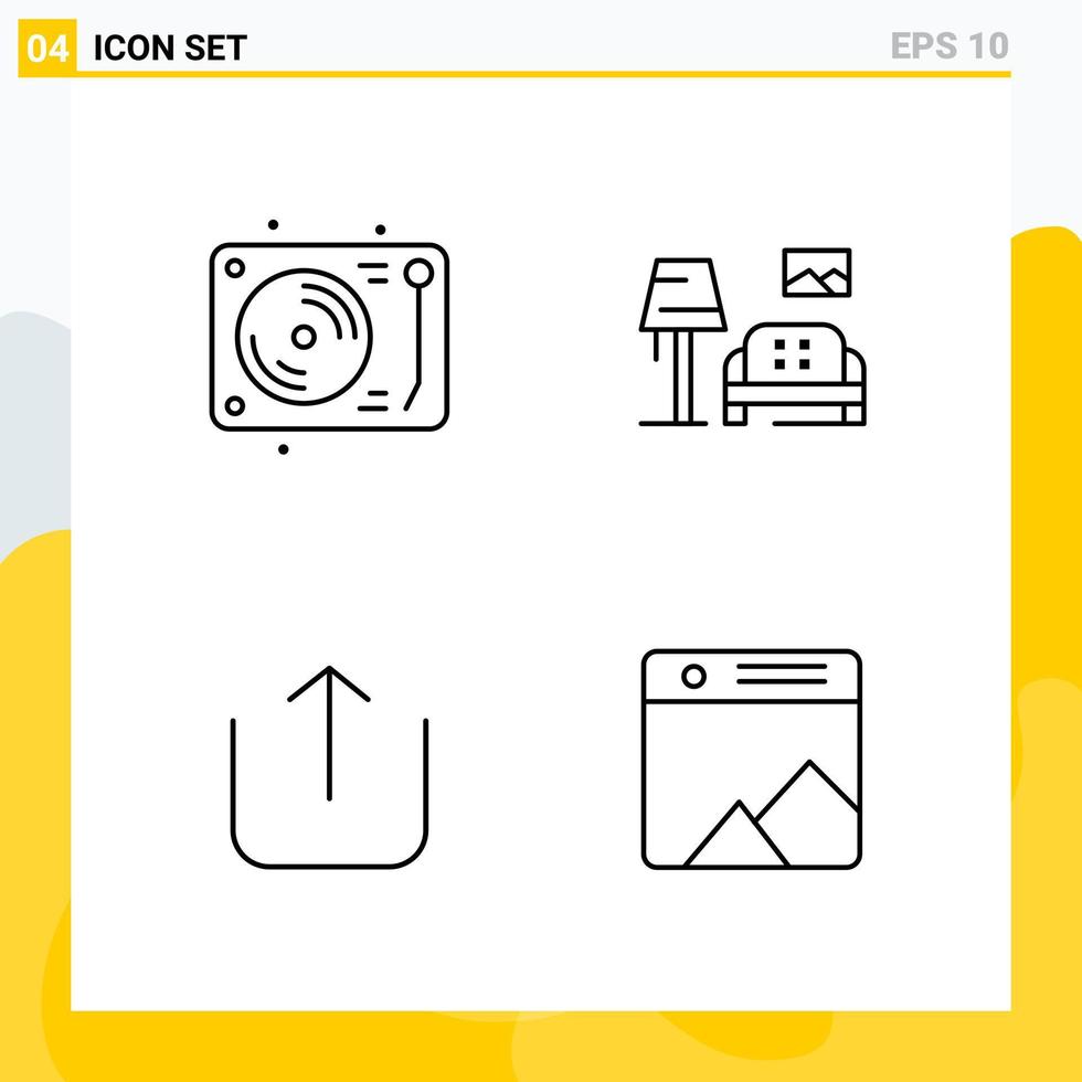 Collection of 4 Universal Line Icons. Icon Set for Web and Mobile. vector