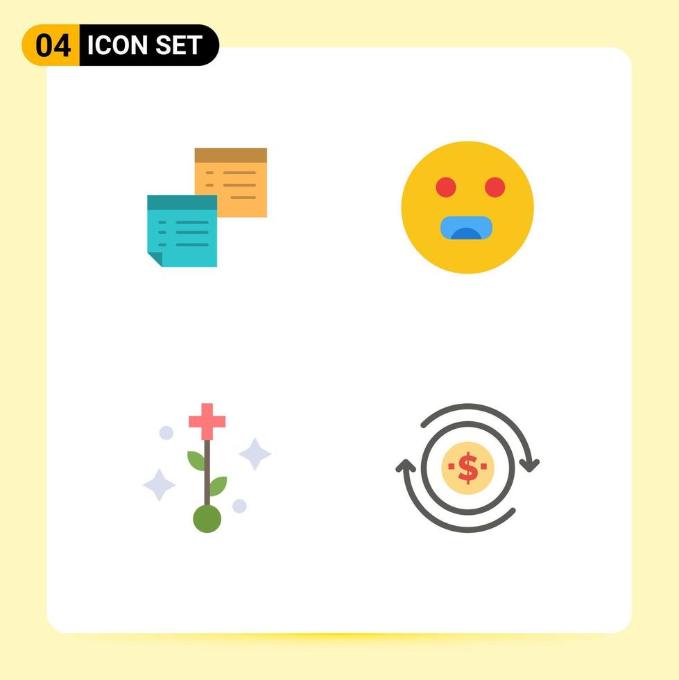User Interface Pack of 4 Basic Flat Icons of sticky hungry notes paper medical Editable Vector Design Elements