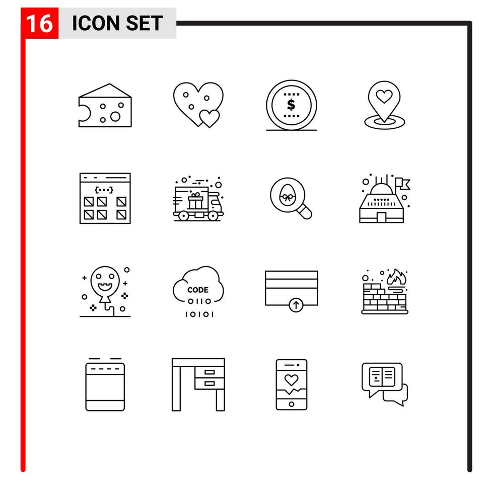 16 Thematic Vector Outlines and Editable Symbols of app pin business location finder location Editable Vector Design Elements