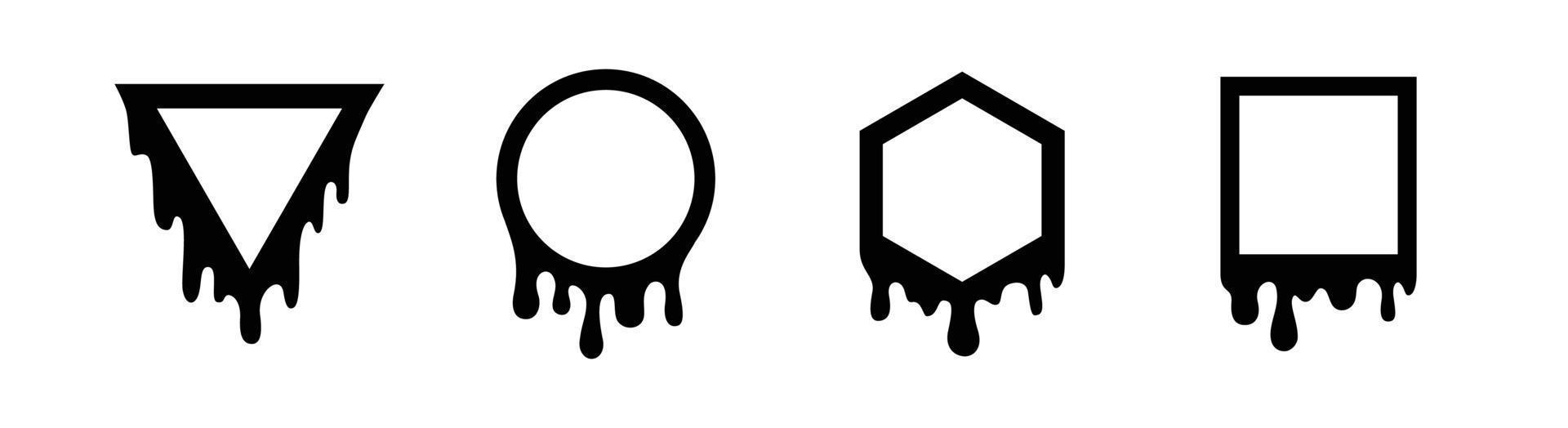 triángulo geométrico goteante, círculo, hexágono y cuadrado vector