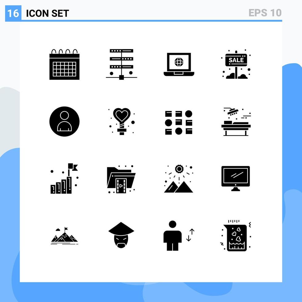 Stock Vector Icon Pack of 16 Line Signs and Symbols for human sale board laptop sale banner Editable Vector Design Elements