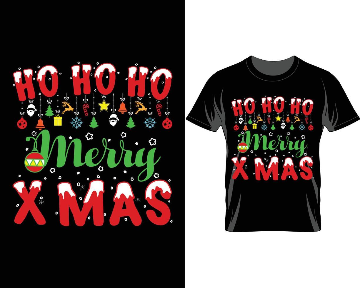 HO HO HO Merry Christmas T shirt Design vector