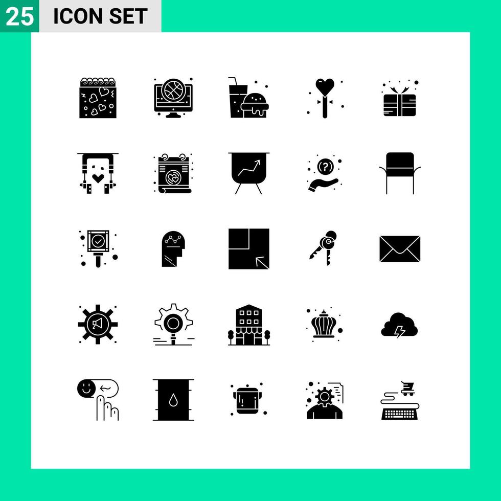 Set of 25 Modern UI Icons Symbols Signs for carnival holiday match heart celebration Editable Vector Design Elements