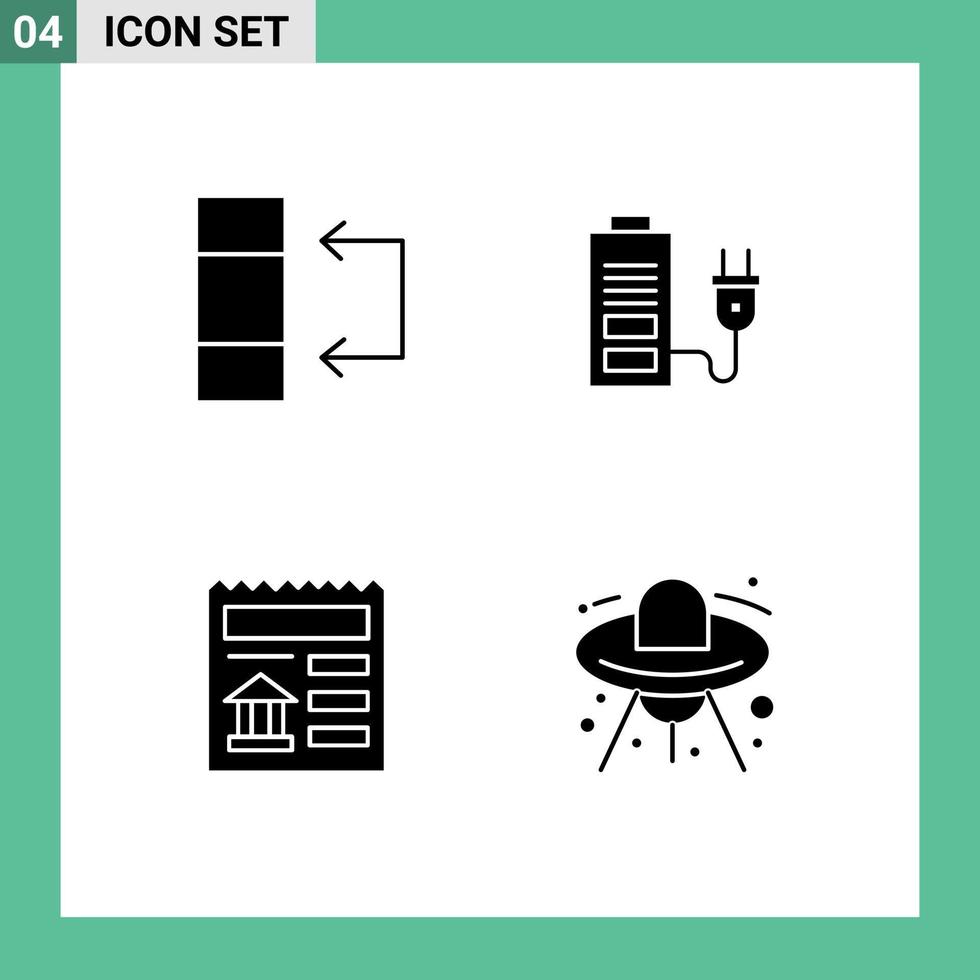 Set of 4 Modern UI Icons Symbols Signs for data ui acumulator plug alien Editable Vector Design Elements