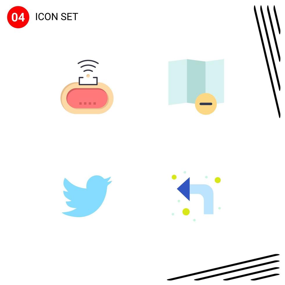 Group of 4 Flat Icons Signs and Symbols for device arrows signal network up Editable Vector Design Elements