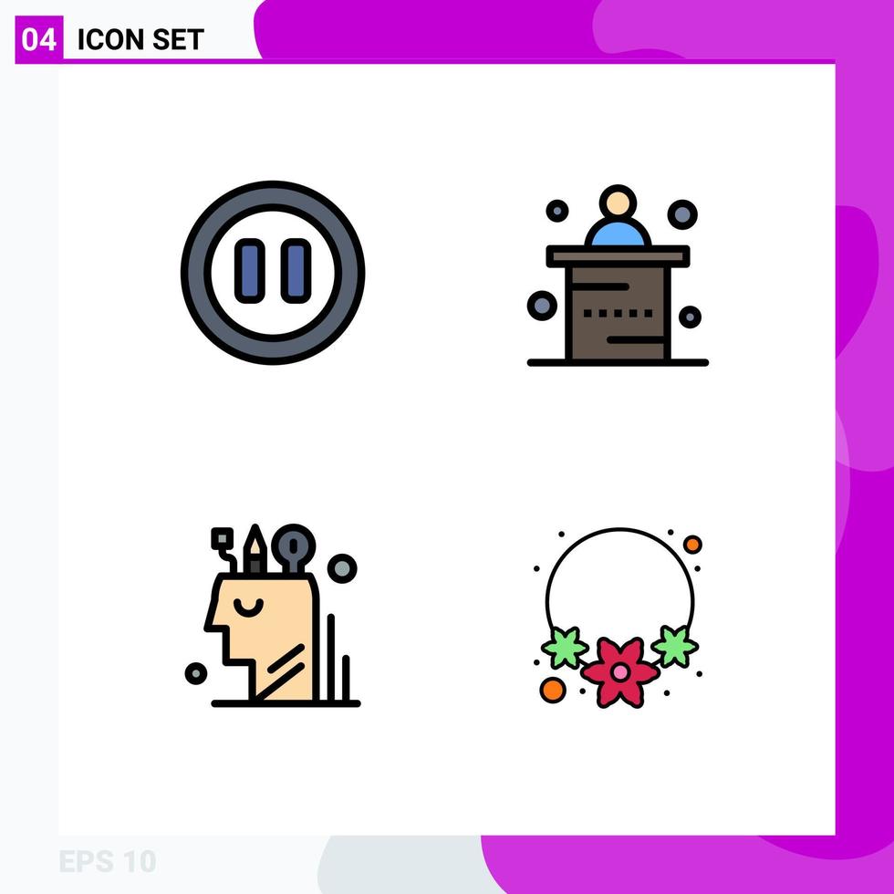 4 Creative Icons Modern Signs and Symbols of controls mind desk reception stationary Editable Vector Design Elements