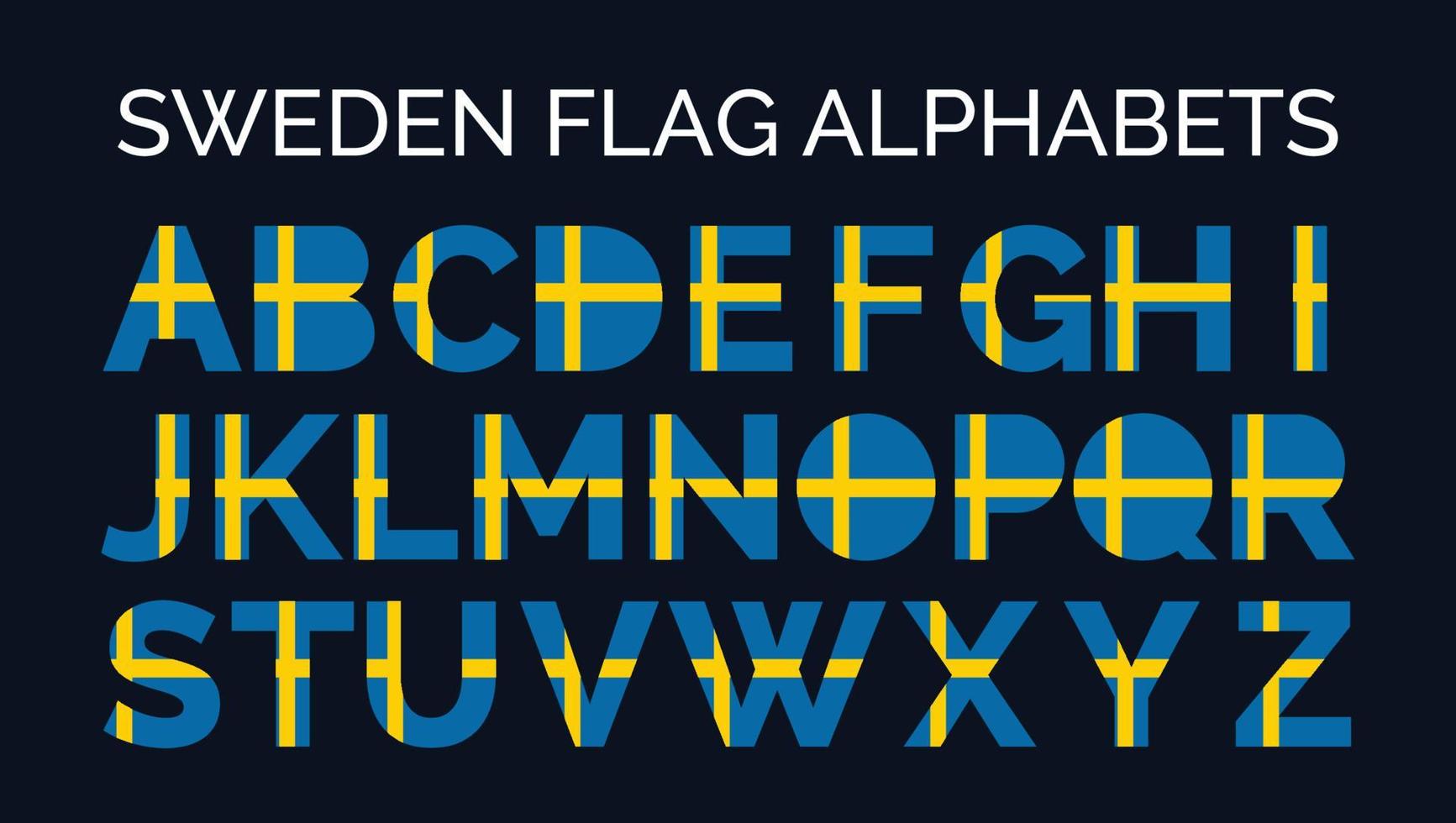 suecia bandera alfabetos letras a a z diseño creativo logos vector