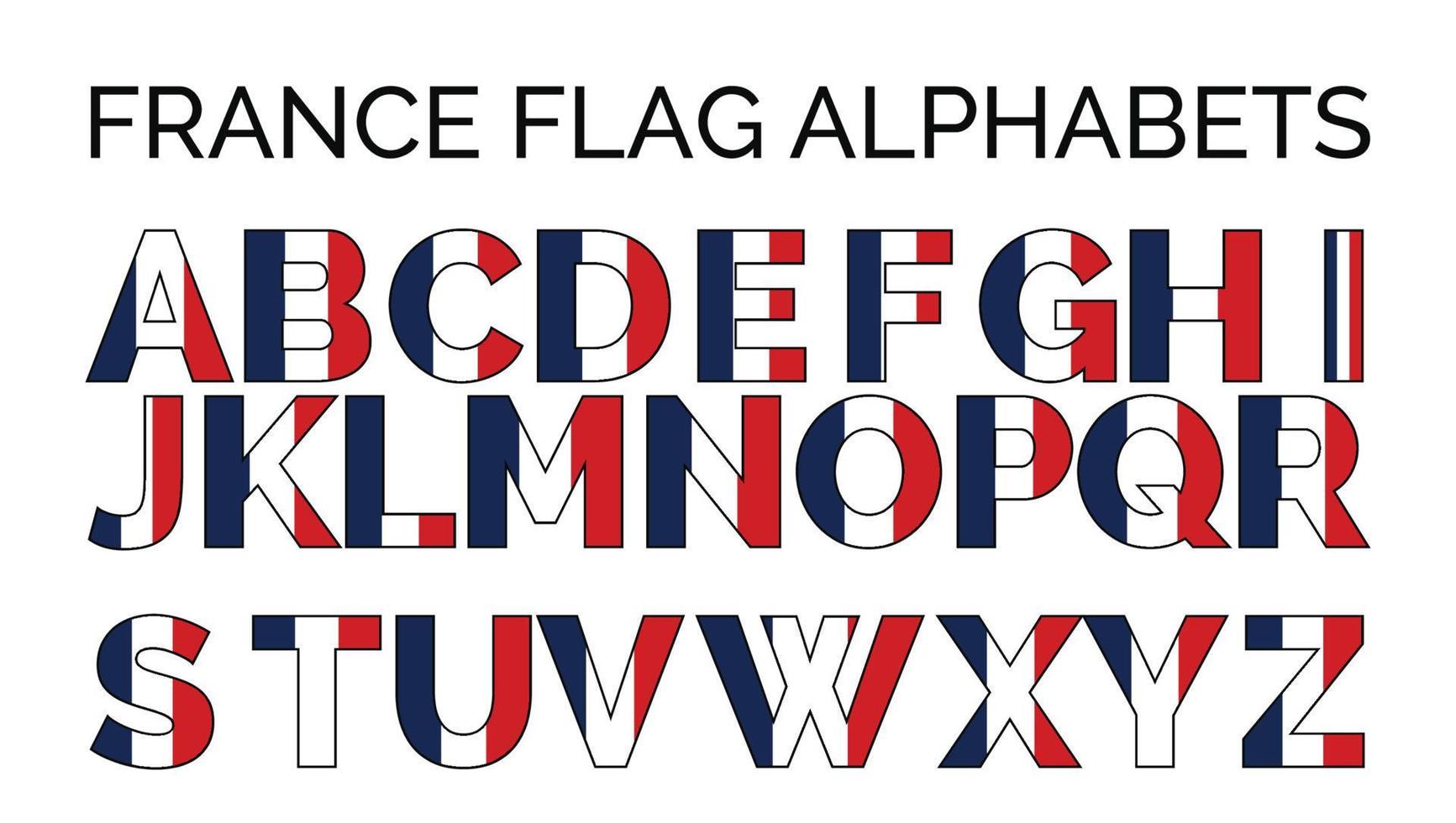 francia bandera alfabetos letras a a z diseño creativo logos vector