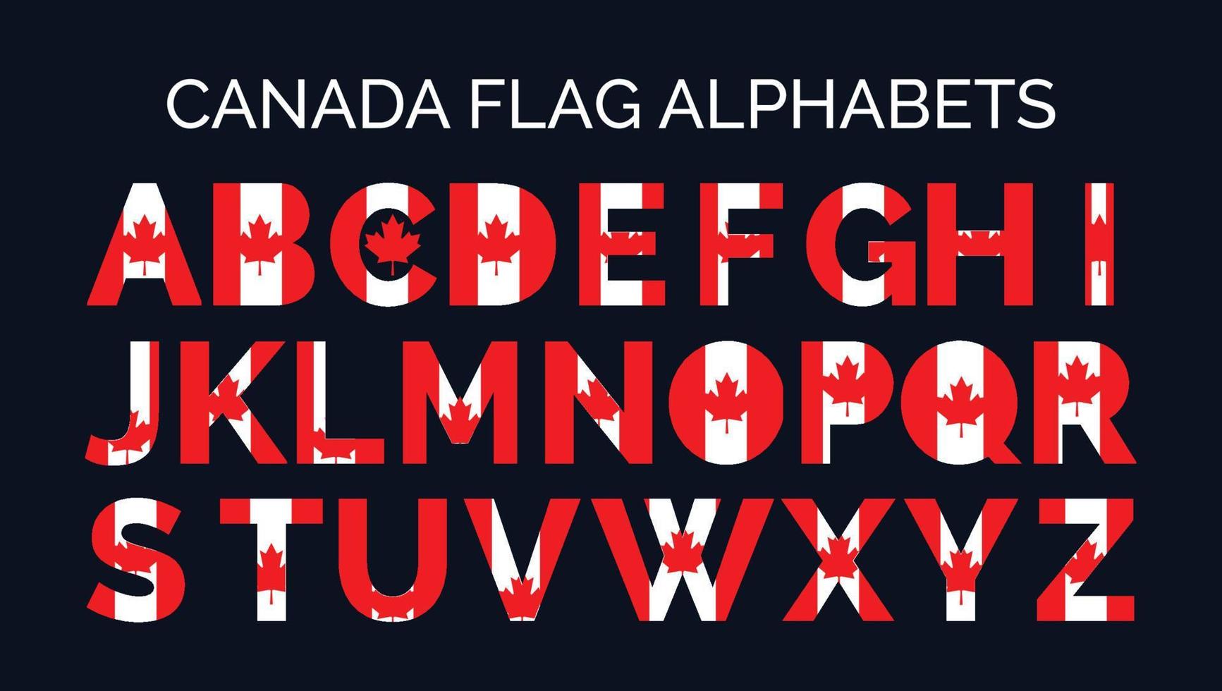 Canada Flag Alphabets Letters A to Z Creative Design Logos vector