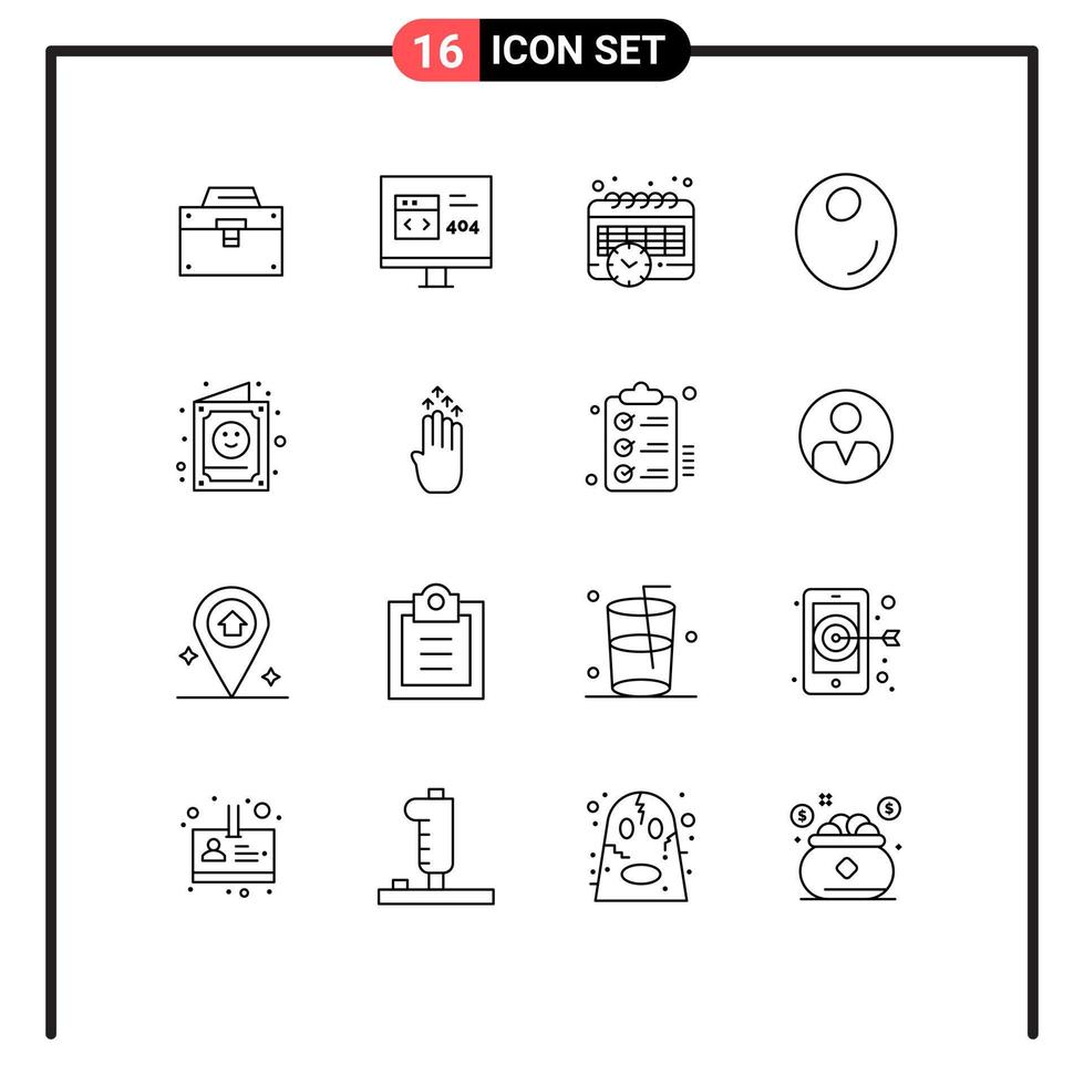 Pack of 16 creative Outlines of child oil development fruit time Editable Vector Design Elements