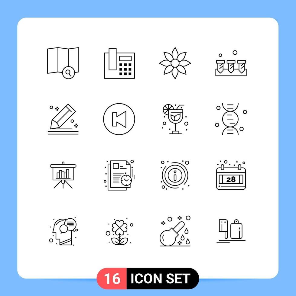 Mobile Interface Outline Set of 16 Pictograms of pencil compose clematis hardware construction Editable Vector Design Elements