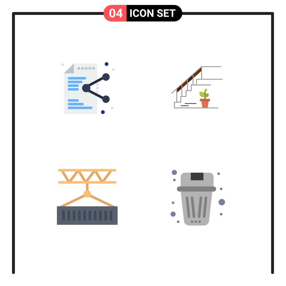 Flat Icon Pack of 4 Universal Symbols of share home application upstairs delivery Editable Vector Design Elements