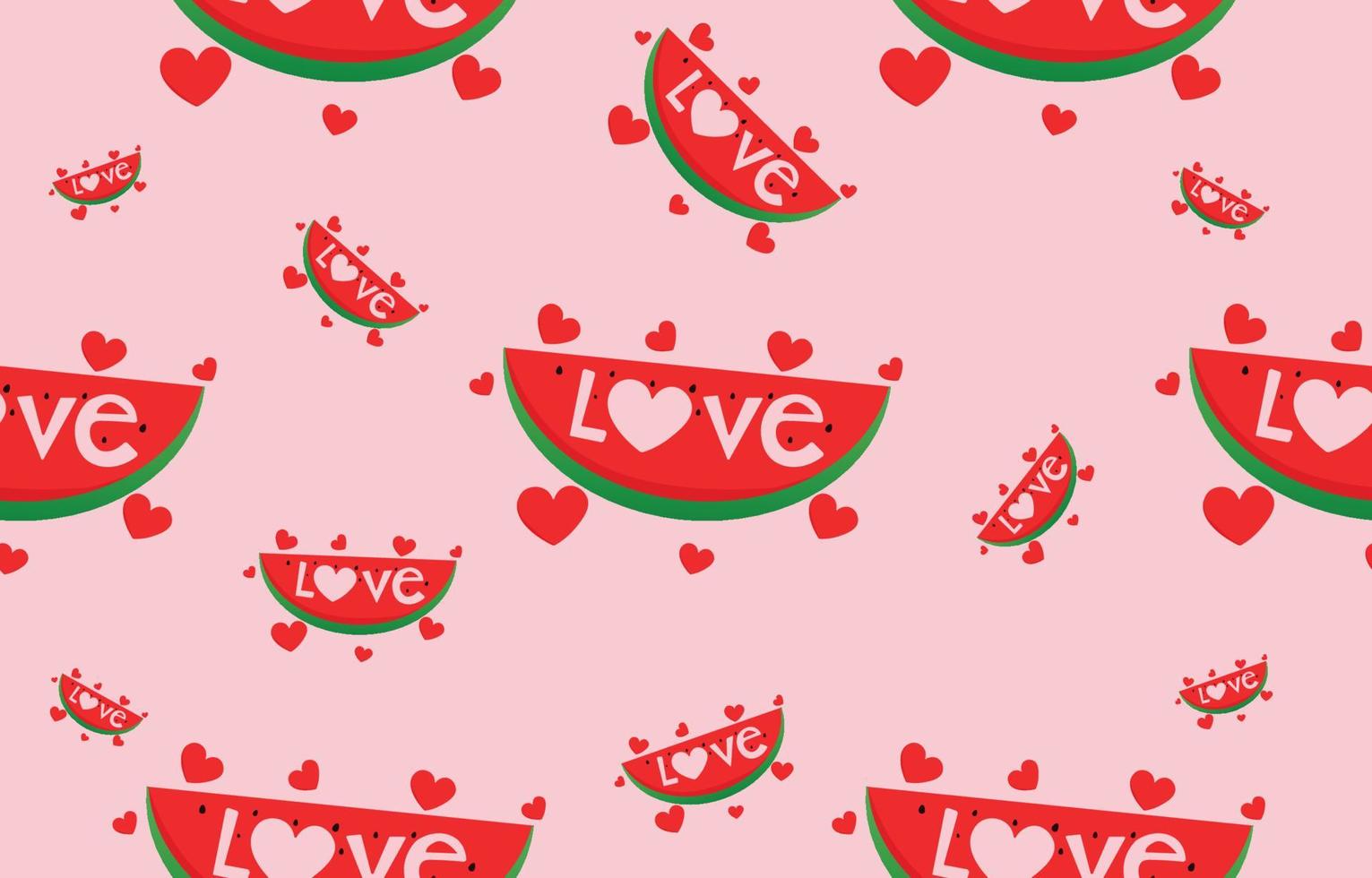Valentine backgrounds,seamless pattern watermelon slice with heart shape and love letters, wrapping paper and cute wallpapers or greeting cards. vector