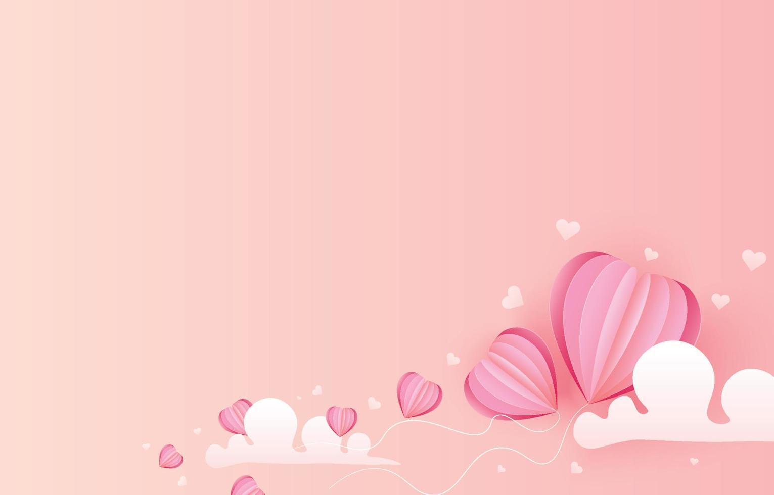 Pink heart paper cut background. empty space illustration for valentine day, mother's day, or love day. vector greeting card.