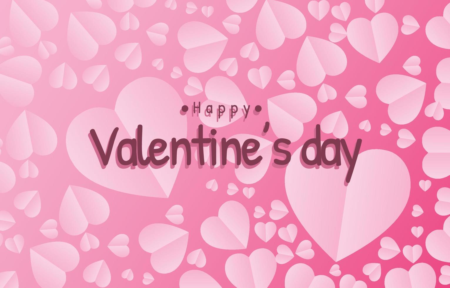 Card Happy Valentine's Day,Paper cut elements in shape of heart flying on pink and sweet background. Vector symbols of love for birthday greeting card design.