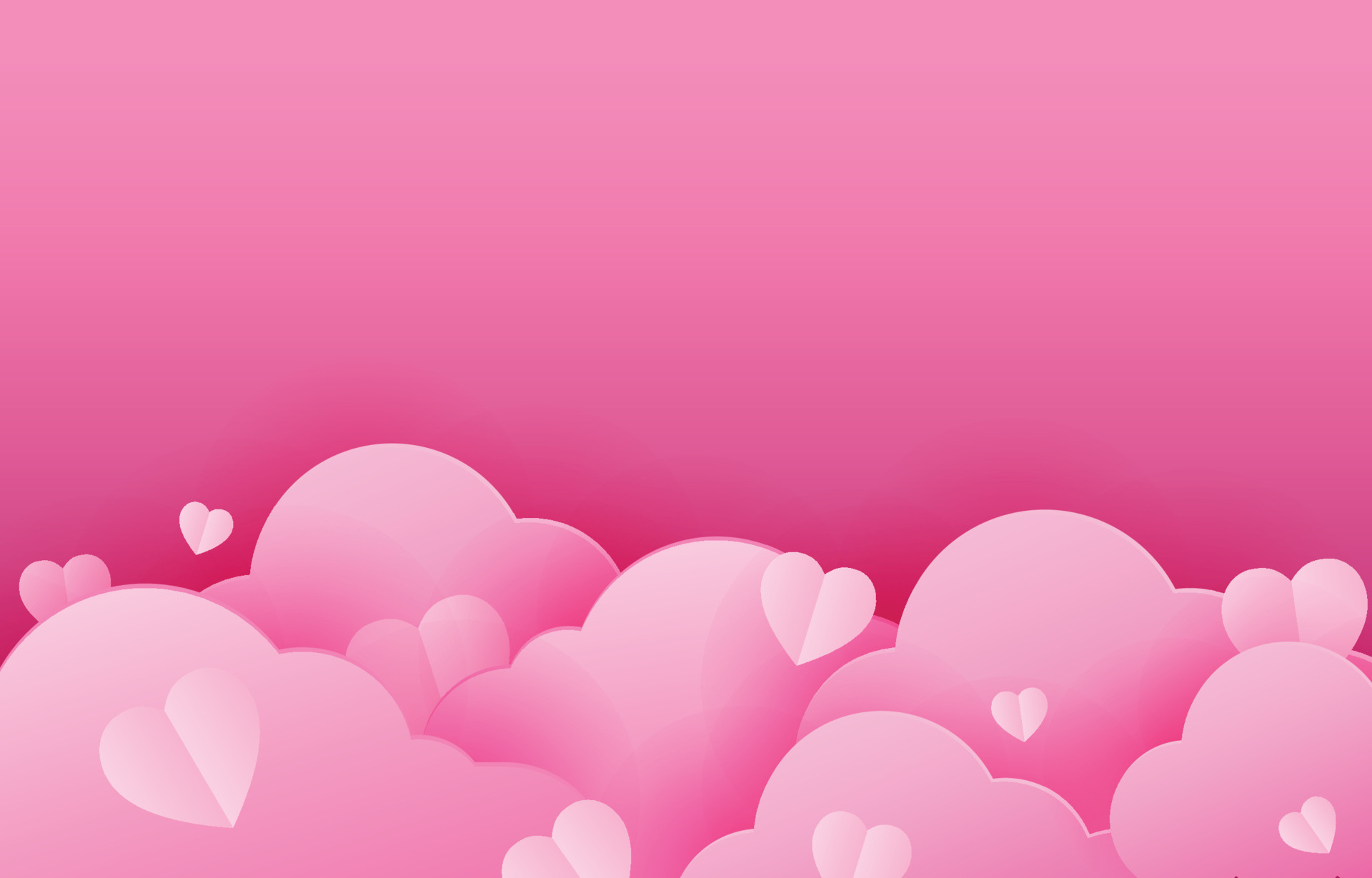 feliz fondo en blanco del día de san valentín, nubes cortadas en papel rosa  con corazones rojos 3d. ilustración vectorial estilo de amor cortado en  papel. el fondo de pantalla tiene lugar
