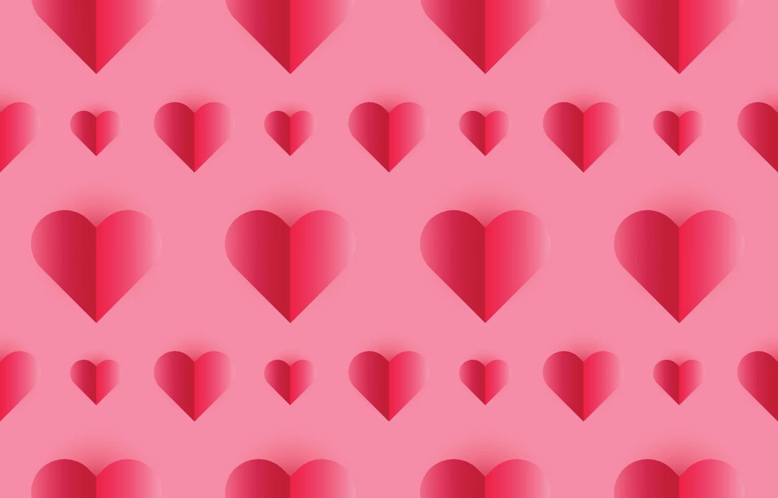 Heart seamless pattern background with shadow on pink background, valentines day concept, couple, love, gift wrap vector