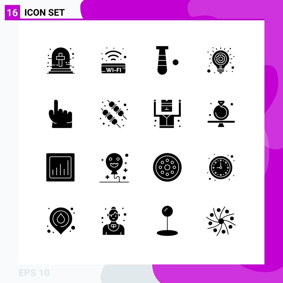 Set of 16 Modern UI Icons Symbols Signs for hand business idea baseball light bulb Editable Vector Design Elements