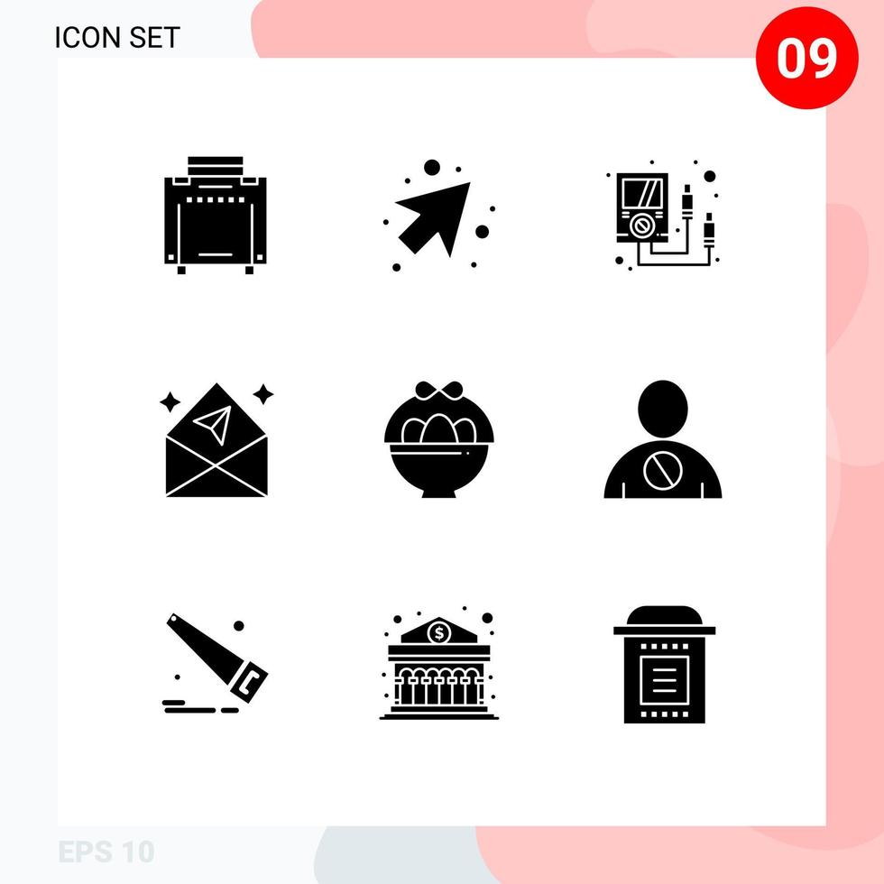 Set of 9 Modern UI Icons Symbols Signs for avatar egg meter basket mail Editable Vector Design Elements