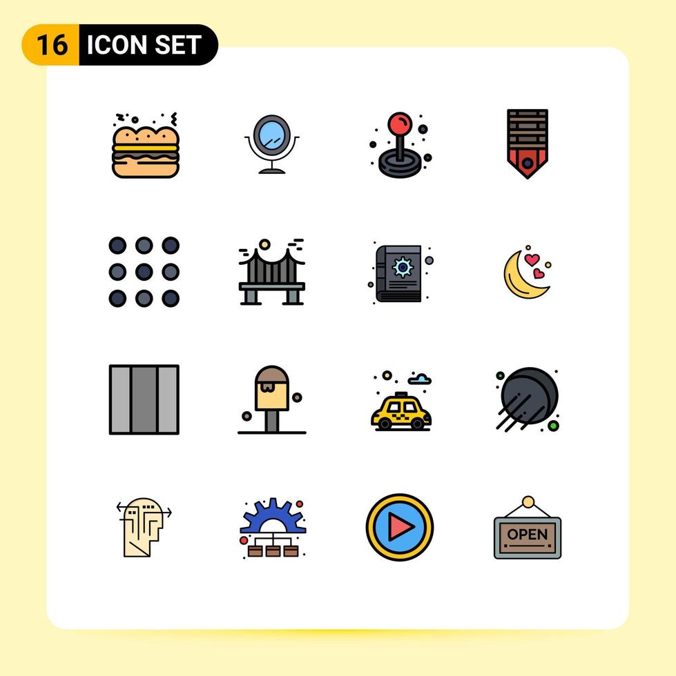 Editable Vector Line Pack of 16 Simple Flat Color Filled Lines of across dial play call stripes Editable Creative Vector Design Elements