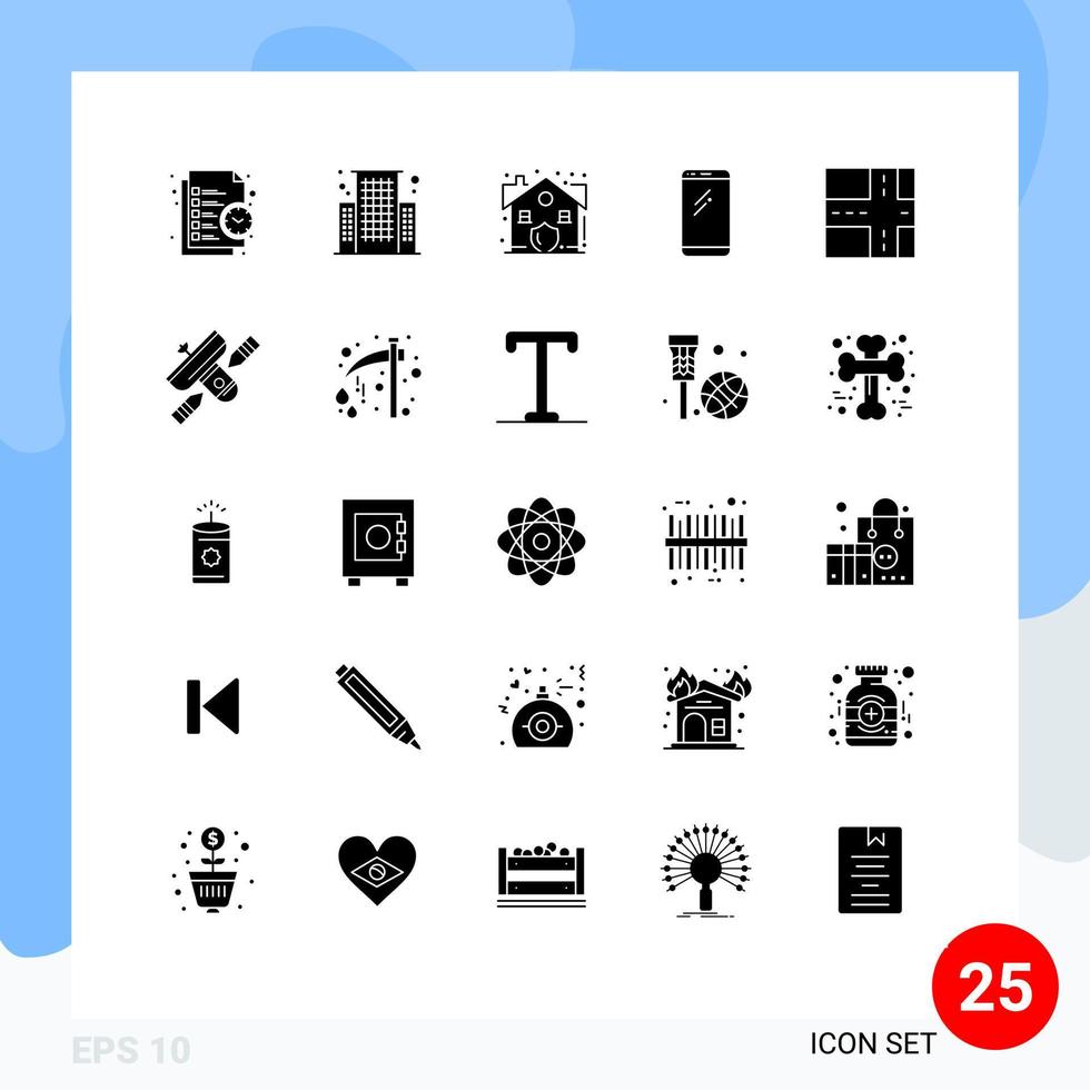 Universal Icon Symbols Group of 25 Modern Solid Glyphs of road android estate mobile phone Editable Vector Design Elements