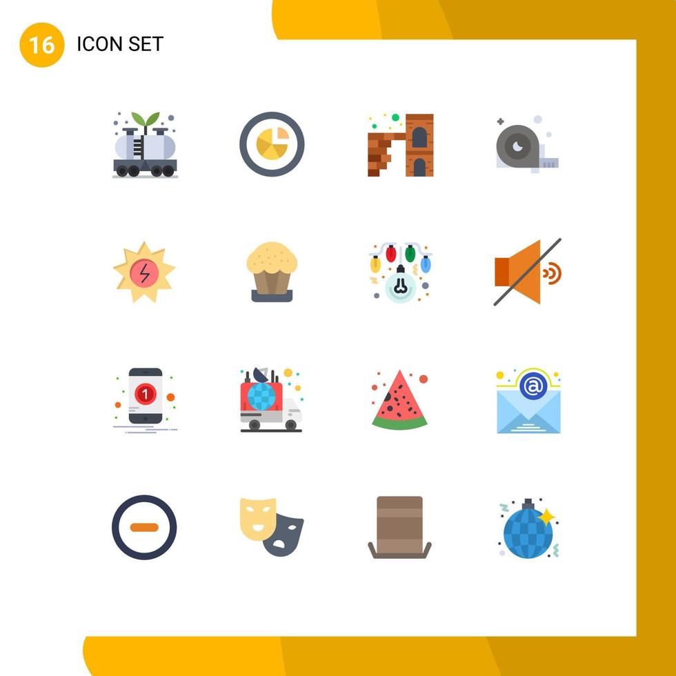 16 Universal Flat Colors Set for Web and Mobile Applications ruler angle pie measurement firewall Editable Pack of Creative Vector Design Elements