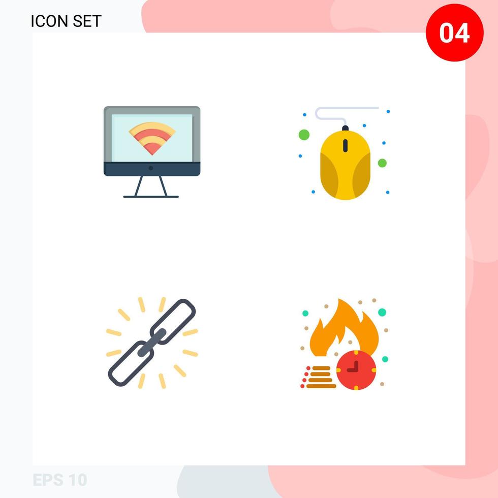 grupo universal de símbolos de iconos de 4 iconos planos modernos de elementos de diseño de vectores editables web de ratón de señal de cadena de computadora