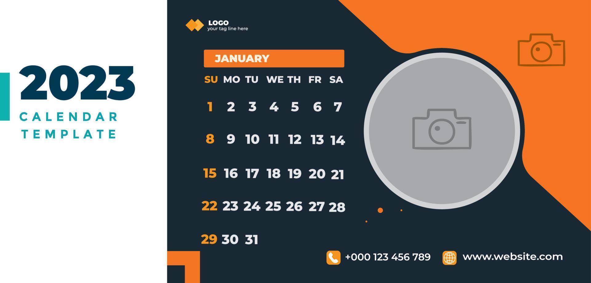 Calendar 2023, calendar corporate design template vector