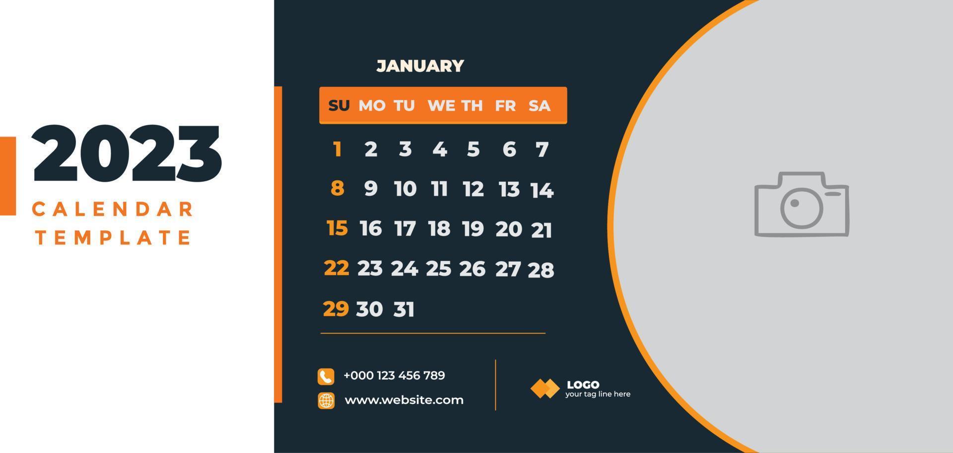 Calendar 2023, calendar corporate design template vector