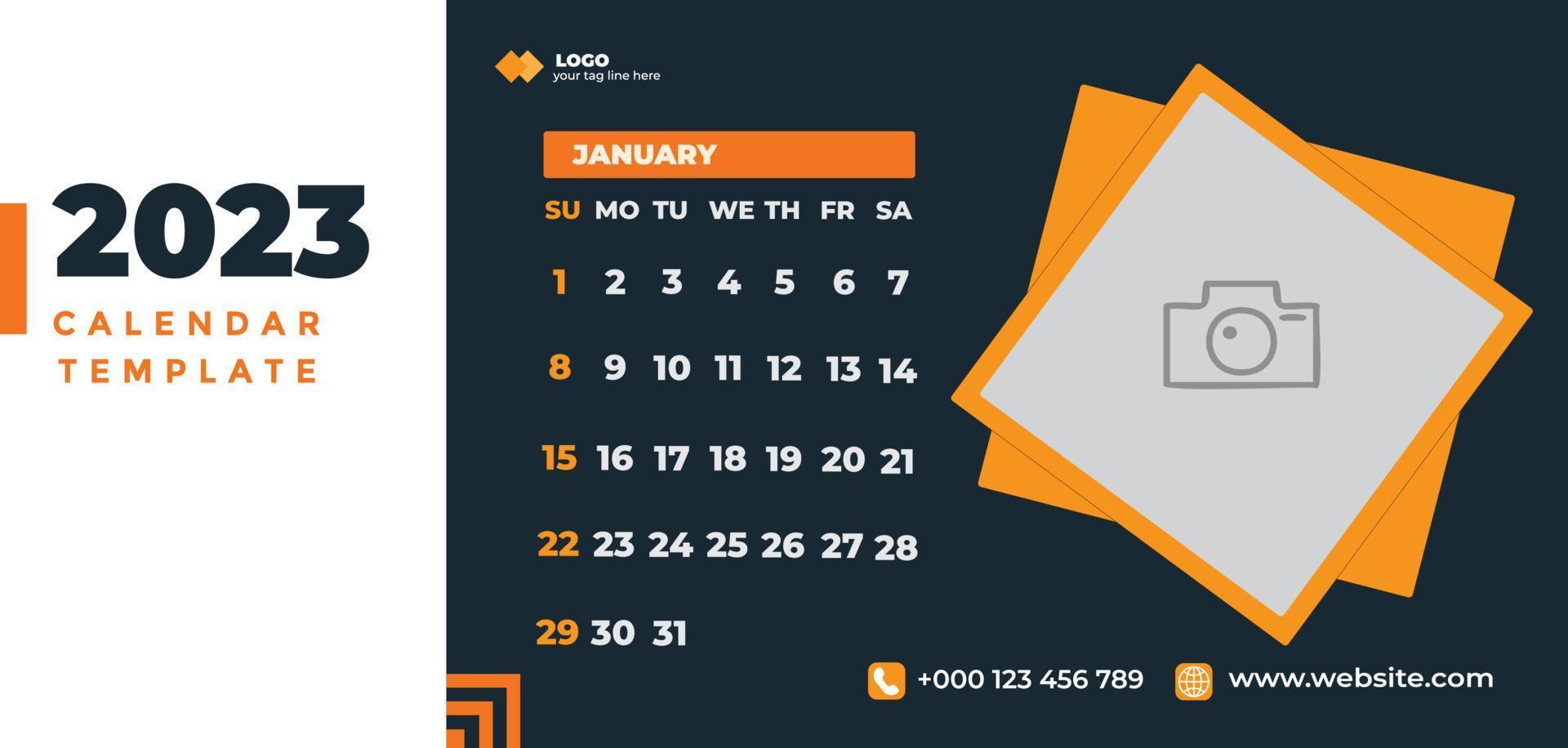 Calendar 2023, calendar corporate design template vector