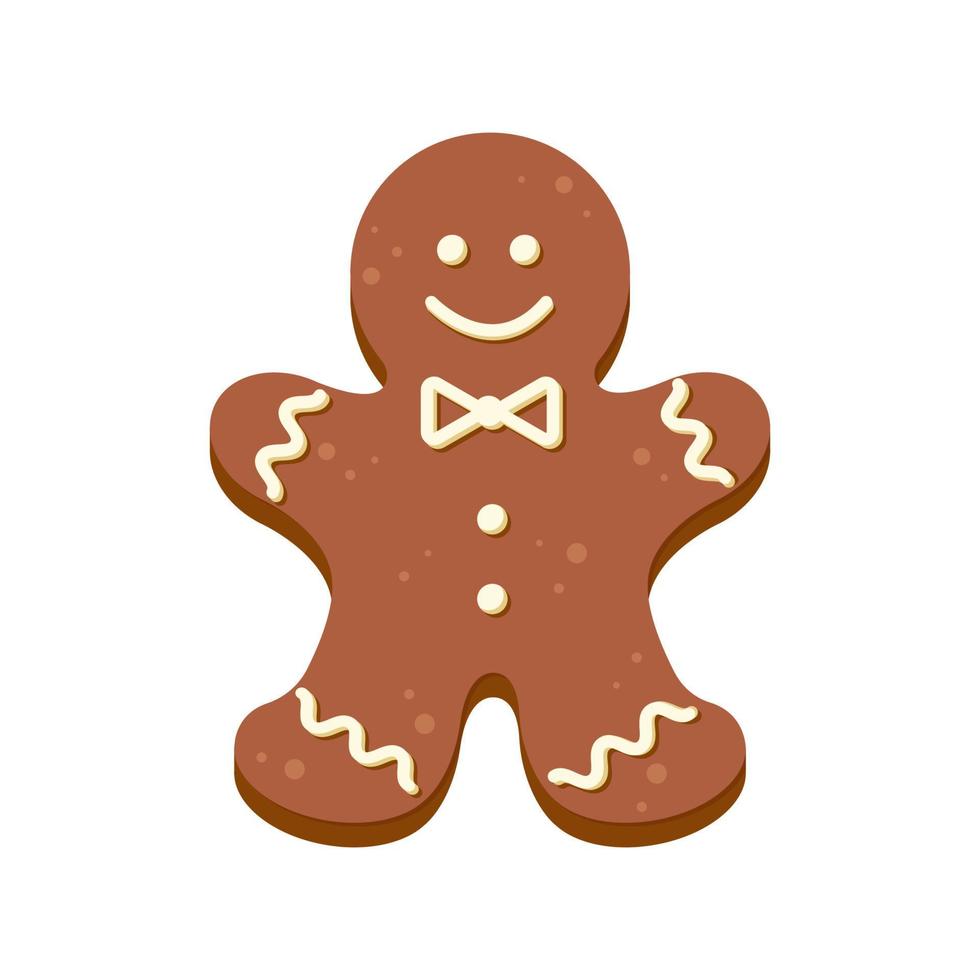 galleta de navidad hombre de pan de jengibre ilustración vectorial en estilo de dibujos animados planos aislado sobre fondo blanco. vector