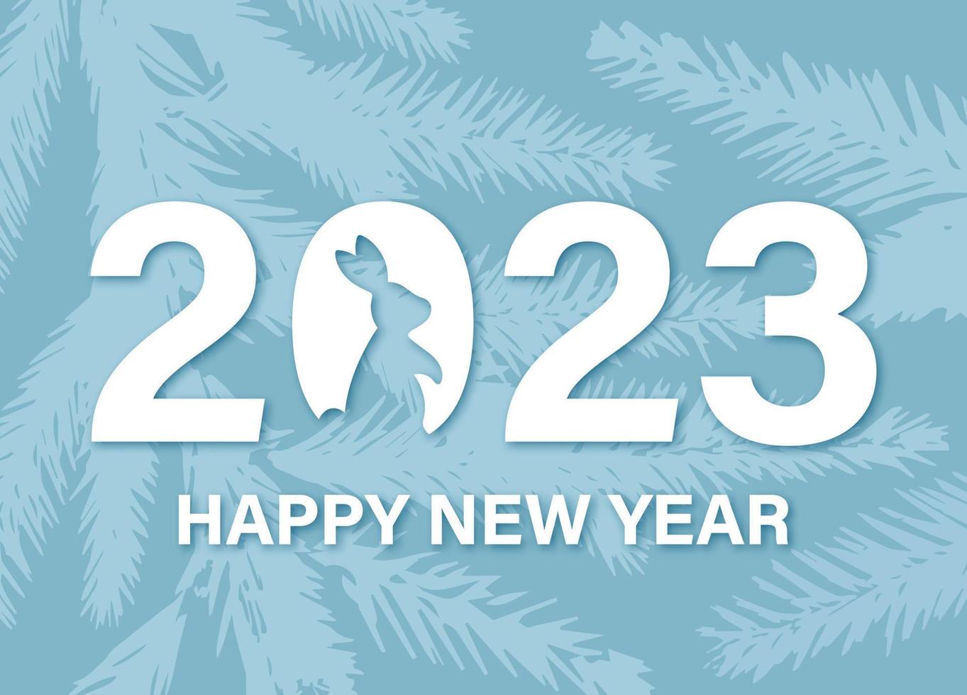 New Year card template for the year 2023 is year of the rabbit. Minimalism design. Vector illustration.