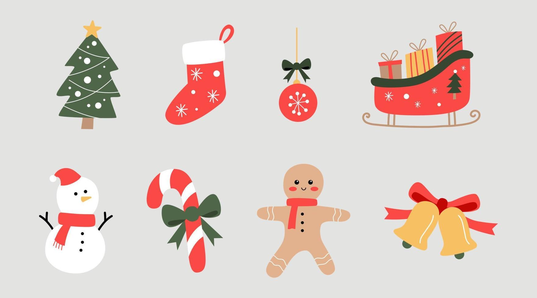 christmas element collection vector flat