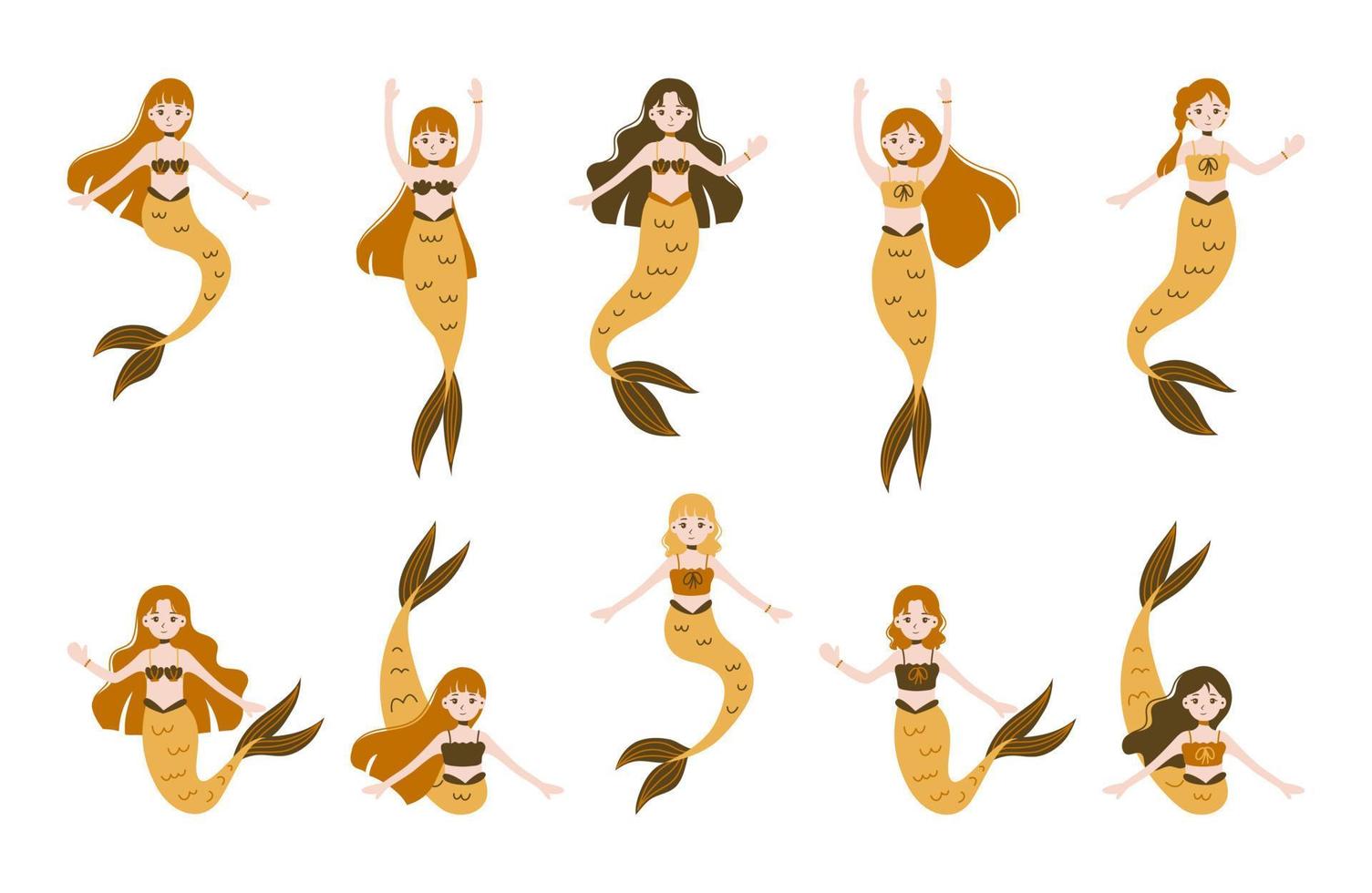 mermaid illustration cartoon character vector flat concept