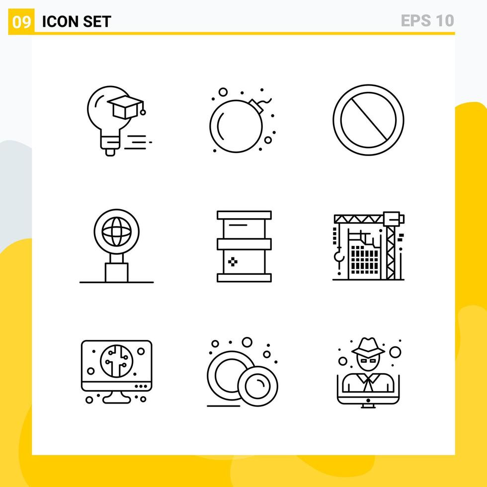 Collection of 9 Universal Line Icons. Icon Set for Web and Mobile. vector