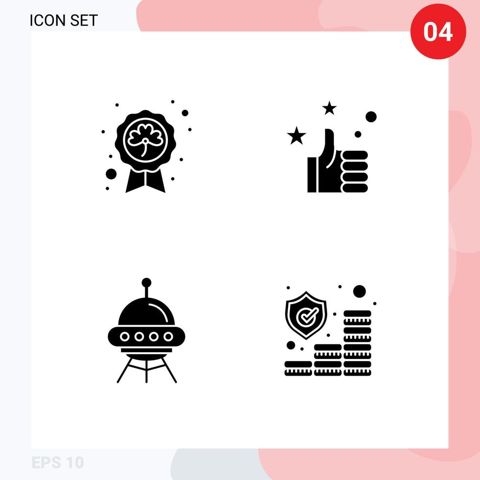 4 User Interface Solid Glyph Pack of modern Signs and Symbols of day space saint hand rocket Editable Vector Design Elements