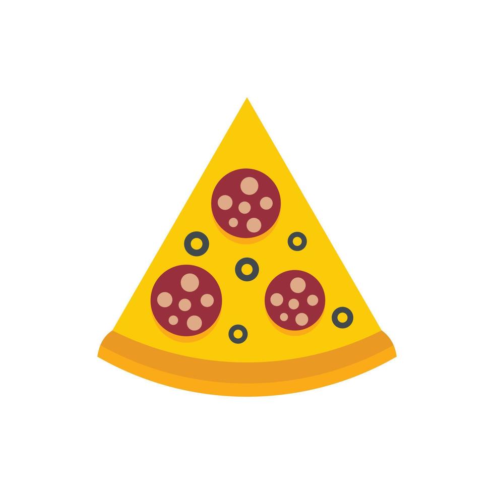 rebanada de pizza, icono, plano, aislado, vector