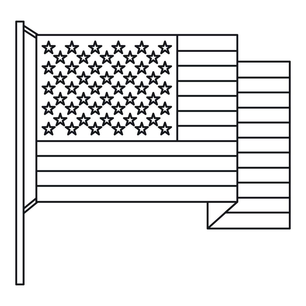 American flag icon , outline style vector