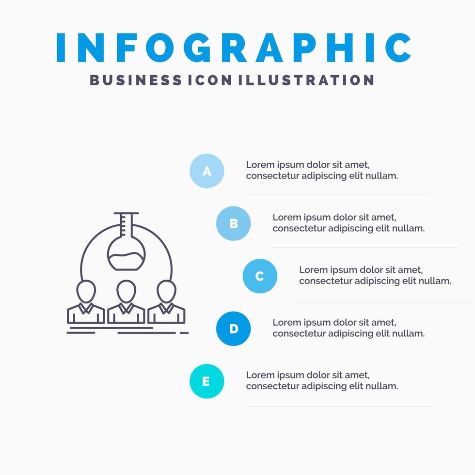 Laboratory Lab Man Experiment Scientist Line icon with 5 steps presentation infographics Background vector