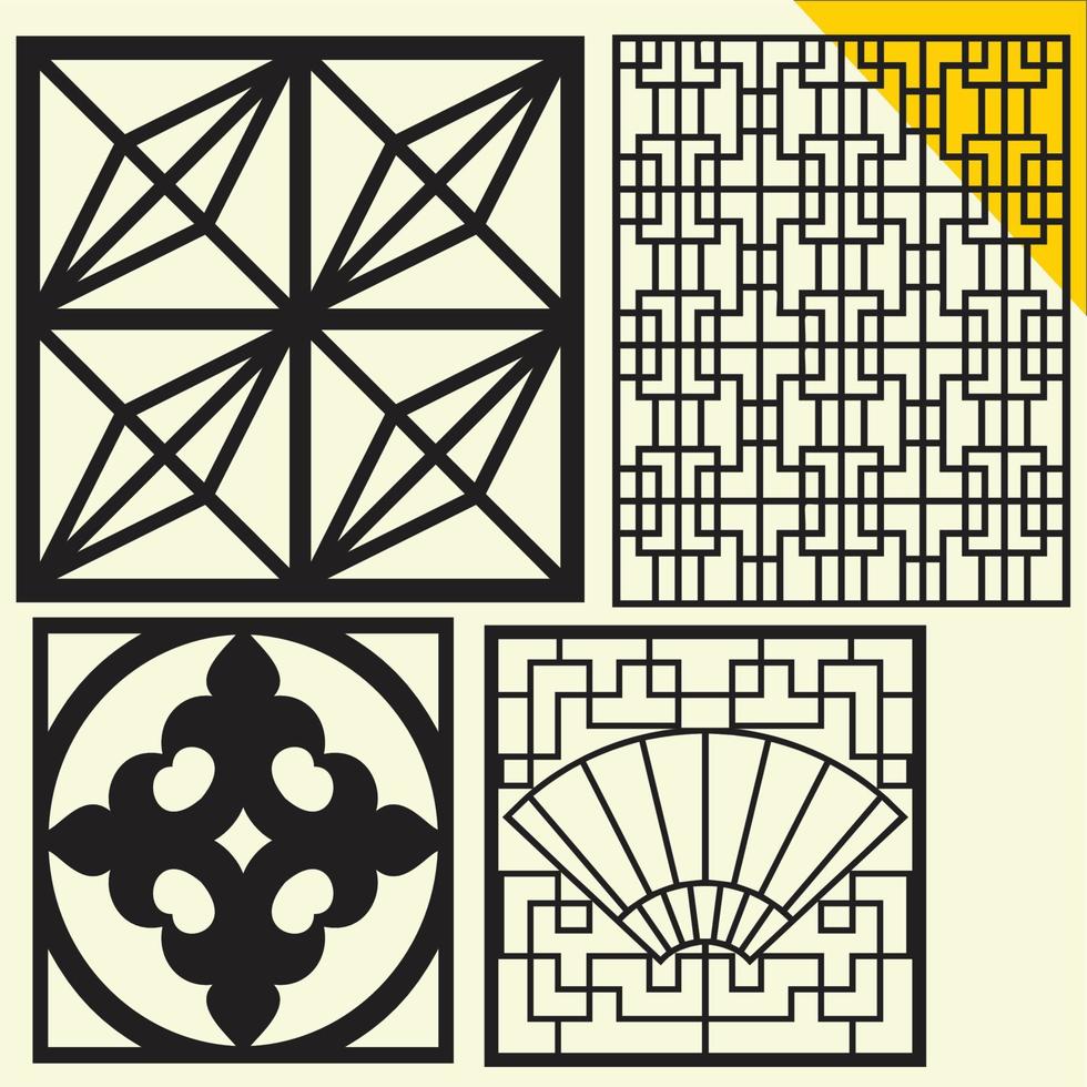 Jali design for graphic and CNC.router Geometric laser cutting vector pattern.