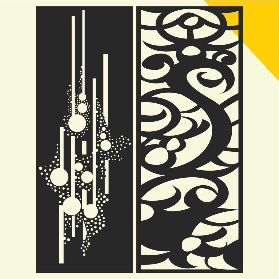 Decorative wall panel set for modern interiors.Laser cut patterns. Vector set with abstract