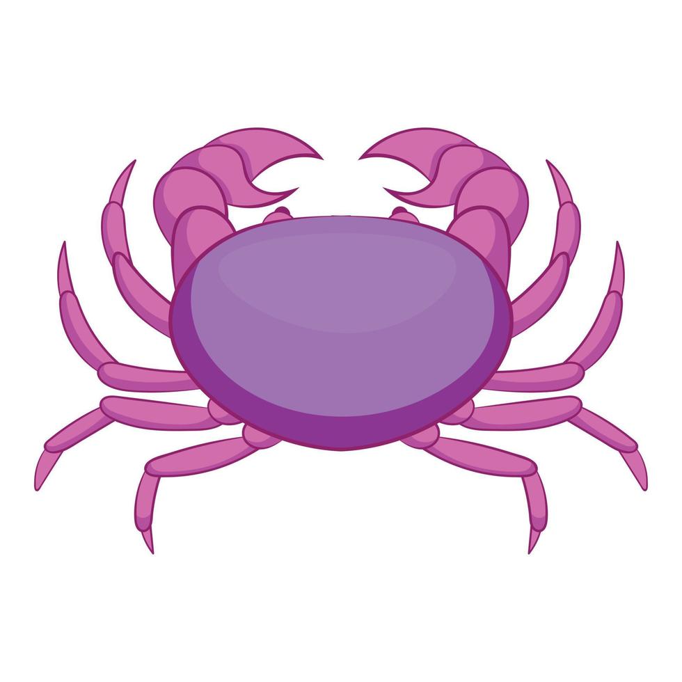 icono de cangrejo violeta, estilo de dibujos animados vector