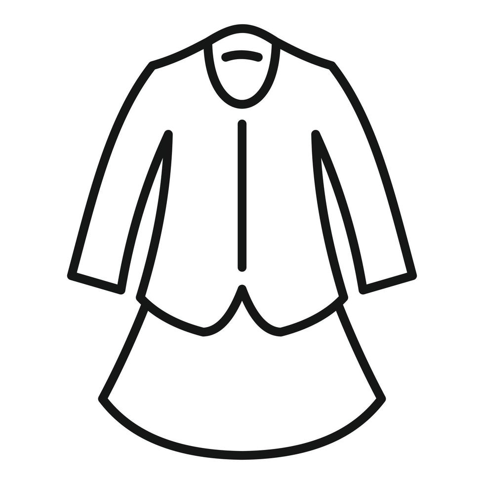 vector de contorno de icono de vestido de chaqueta. uniforme escolar