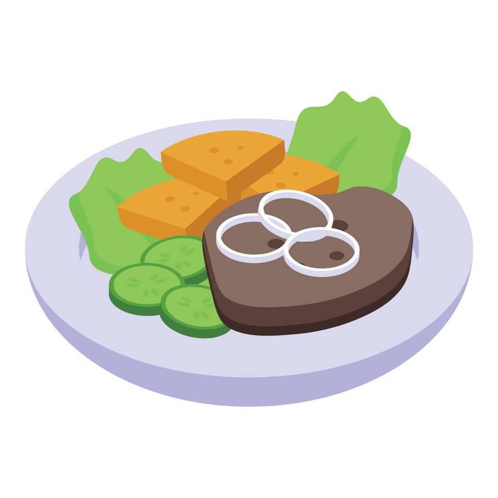 Steak food icon isometric vector. Cuisine menu vector