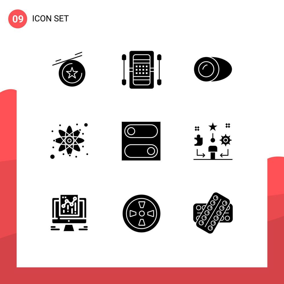Set of 9 Modern UI Icons Symbols Signs for user switch cooking preferences react Editable Vector Design Elements